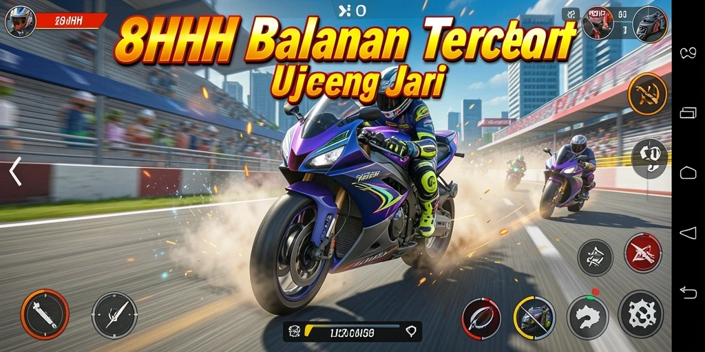 Tampilan menarik dari gameplay balapan motor di 8HHH.