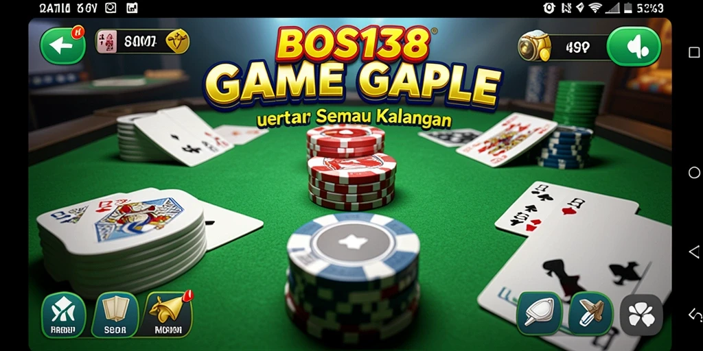 Tampilan gameplay Gaple seru di aplikasi BOS138.