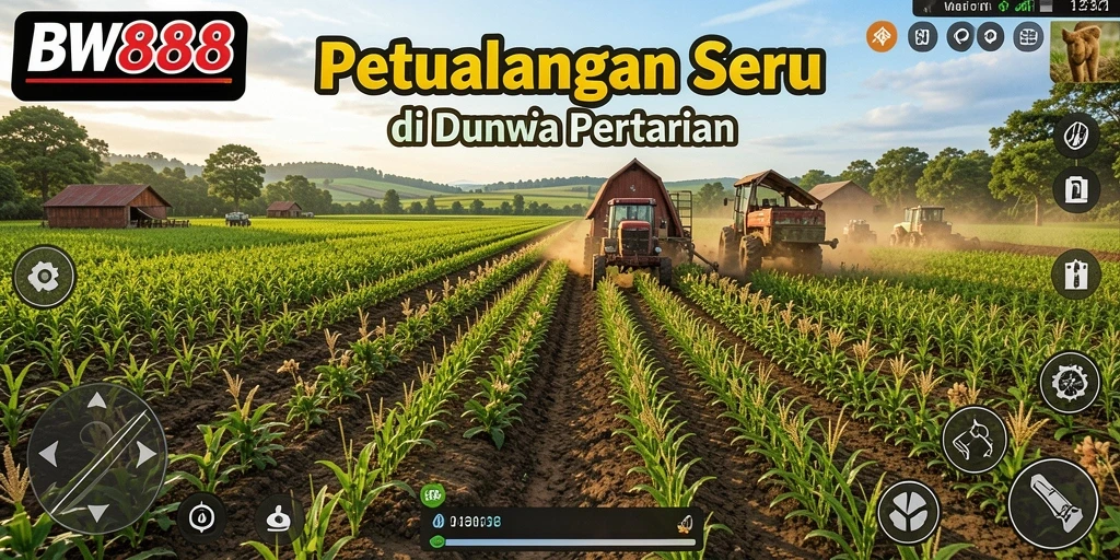Gameplay BW888 menampilkan taman yang subur dan aktivitas pertanian seru.