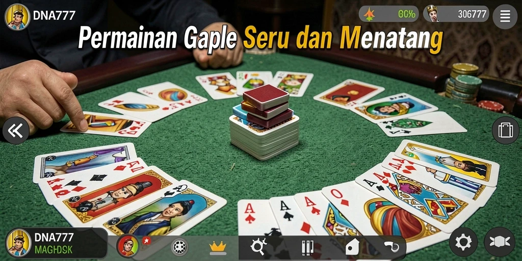 Screenshot gameplay Gaple DNA777 yang menarik dan menantang.