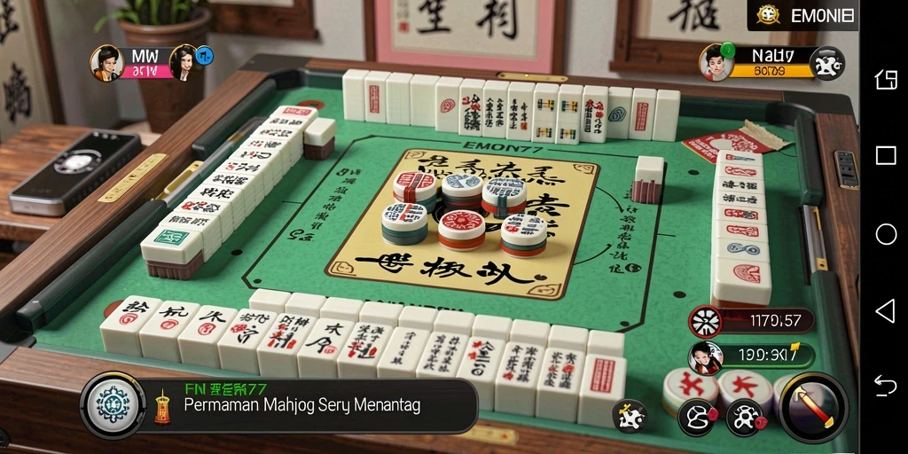 Tampilan gameplay Mahjong yang mengasyikkan di EMON77.