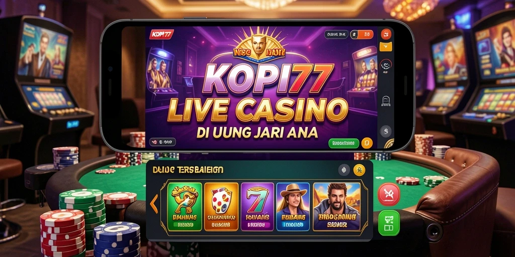 Screenshot gameplay KOPI77 menunjukkan dealer langsung yang sedang mengocok kartu.