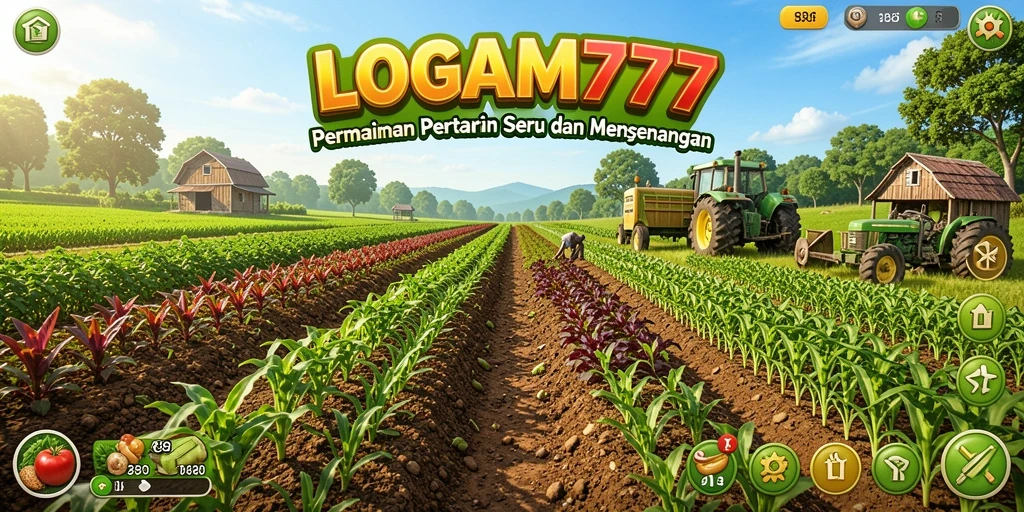 Tampilan gameplay LOGAM777 yang menampilkan aktivitas pertanian.
