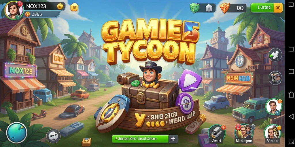 Screenshot gameplay NOX123 yang menampilkan suasana pengelolaan bisnis Tycoon.