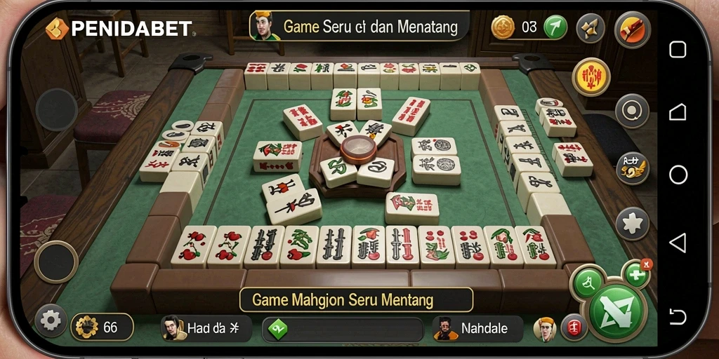 Tampilan gameplay seru di PENIDABET dengan ubin Mahjong yang menarik.