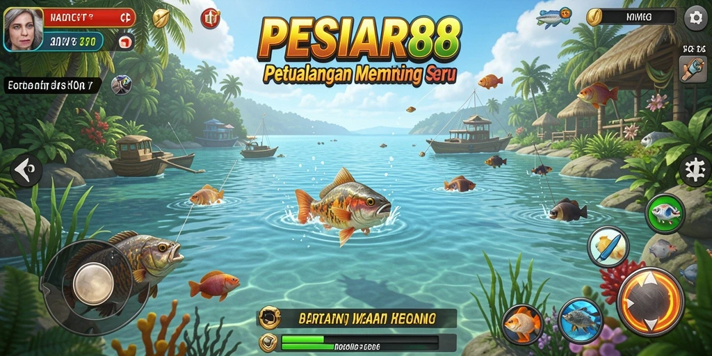 Screenshot PESIAR88 menampilkan gameplay seru saat memancing.