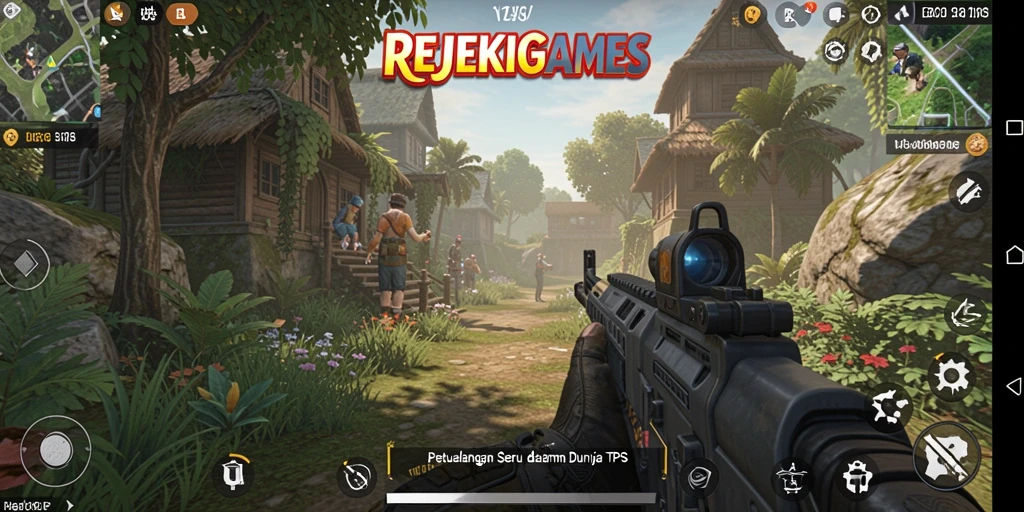 Gameplay seru dalam REJEKIGAMES yang penuh aksi tembak-menembak.
