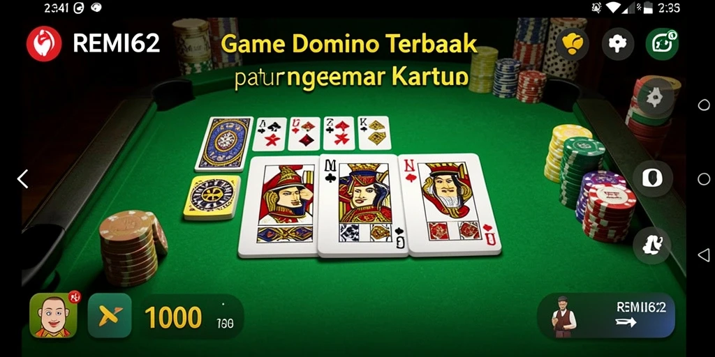 Screenshot gameplay REMI62 menampilkan serunya permainan Domino.